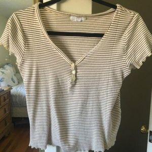 fake button striped shirt